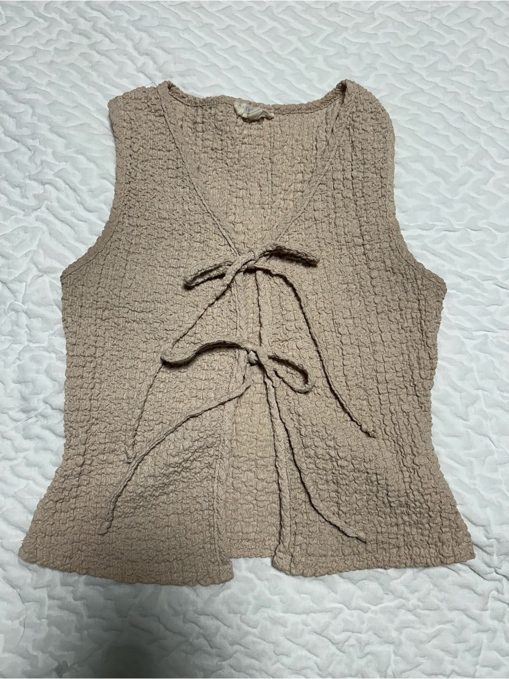 T.J.Maxx Neutral Taupe Textured Tie-Front Tank
